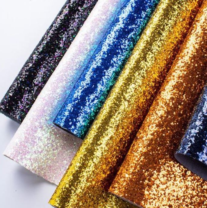 Cuero Pu Glitter barato