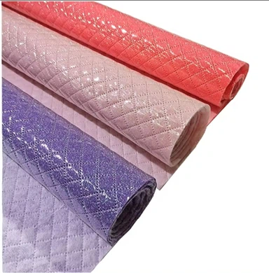 Cuero brillante con purpurina de PVC para zapatos de silla con bolso