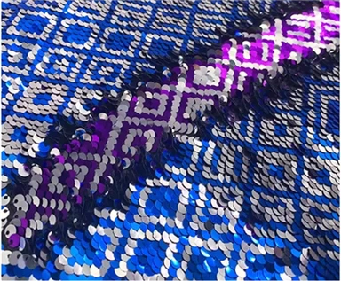 Venta al por mayor de tela con lentejuelas bordadas para disfraces, bolsas de tela con lentejuelas moradas, tela con lentejuelas neón