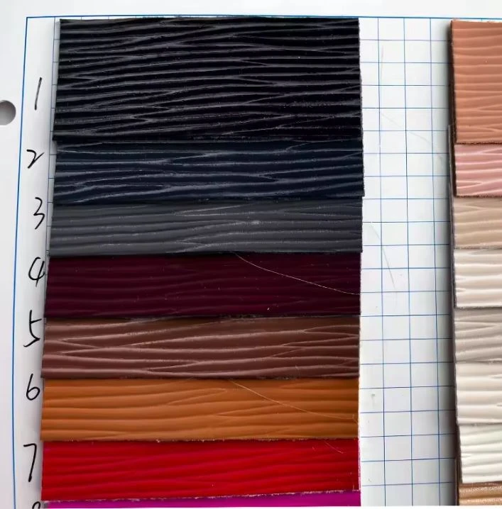 Wholesale TSolid Color Stripped Toothpick Pattern Embossed PU Leather Fabric